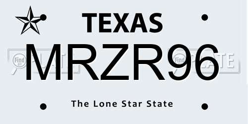 MRZR96 Texas License Plate