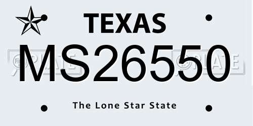 MS26550 Texas License Plate