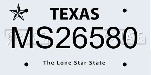MS26580 Texas License Plate