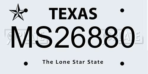 MS26880 Texas License Plate