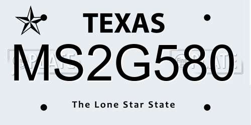 MS2G580 Texas License Plate