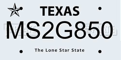 MS2G850 Texas License Plate