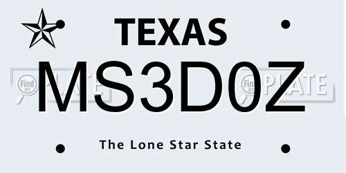 MS3D0Z Texas License Plate
