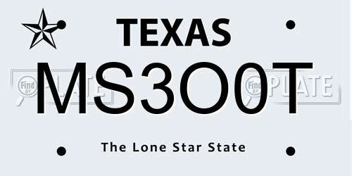 MS3O0T Texas License Plate