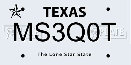 MS3Q0T Texas License Plate