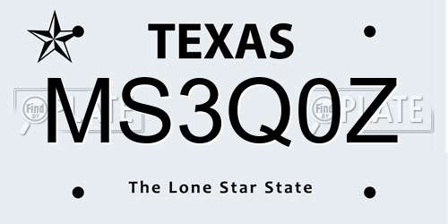 MS3Q0Z Texas License Plate