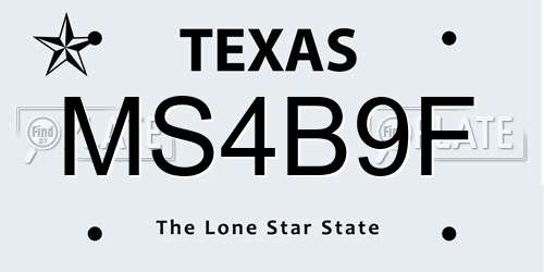 MS4B9F Texas License Plate