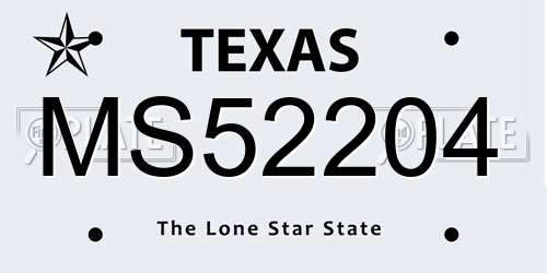 MS52204 Texas License Plate