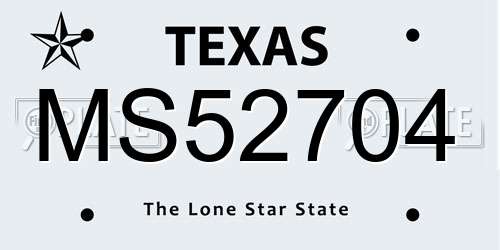 MS52704 Texas License Plate