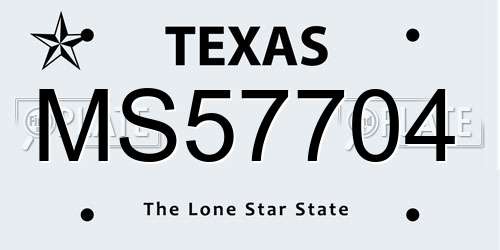 MS57704 Texas License Plate