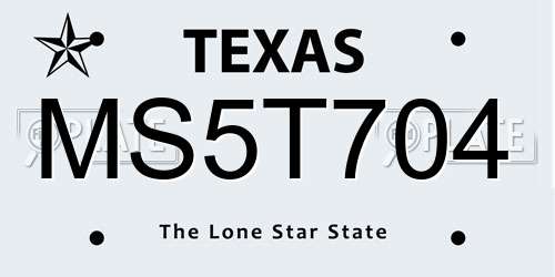 MS5T704 Texas License Plate