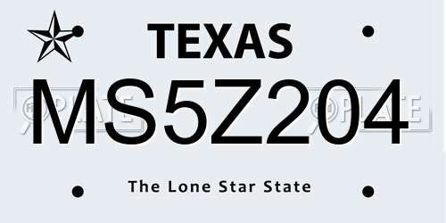 MS5Z204 Texas License Plate