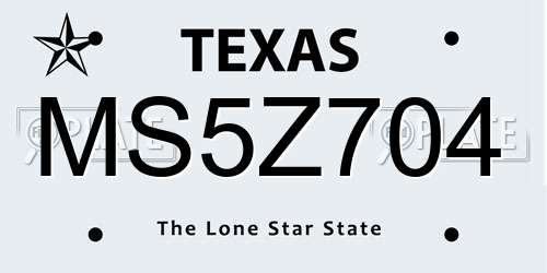 MS5Z704 Texas License Plate