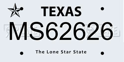 MS62626 Texas License Plate