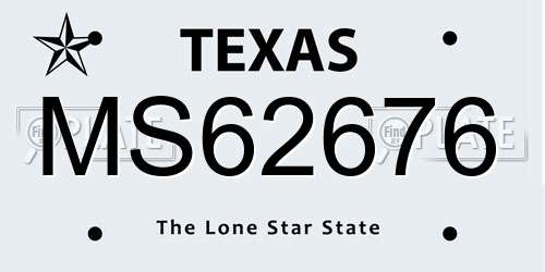 MS62676 Texas License Plate
