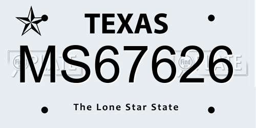 MS67626 Texas License Plate