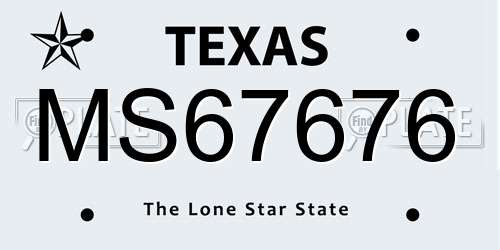 MS67676 Texas License Plate