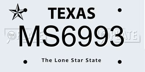 MS6993 Texas License Plate