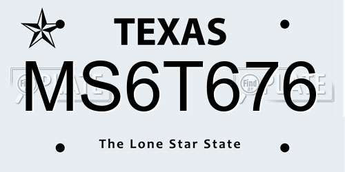MS6T676 Texas License Plate
