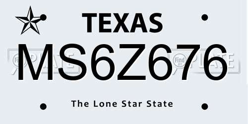 MS6Z676 Texas License Plate
