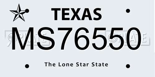 MS76550 Texas License Plate