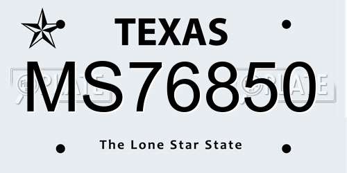 MS76850 Texas License Plate