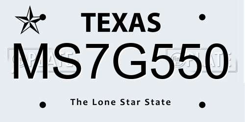 MS7G550 Texas License Plate