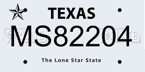 MS82204 Texas License Plate