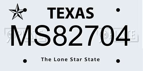 MS82704 Texas License Plate