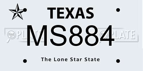 MS884 Texas License Plate