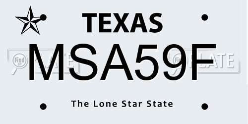 MSA59F Texas License Plate