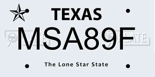 MSA89F Texas License Plate