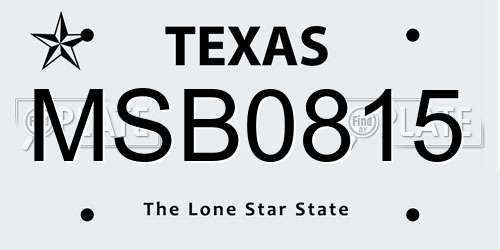 MSB0815 Texas License Plate
