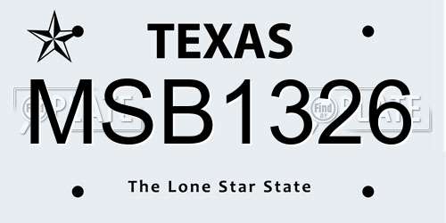 MSB1326 Texas License Plate
