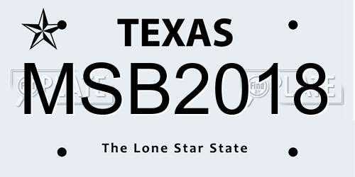 MSB2018 Texas License Plate