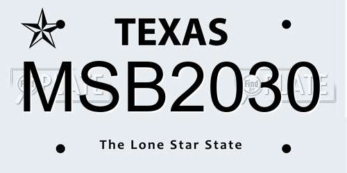 MSB2030 Texas License Plate