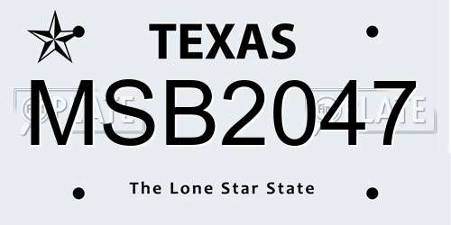 MSB2047 Texas License Plate