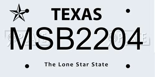 MSB2204 Texas License Plate