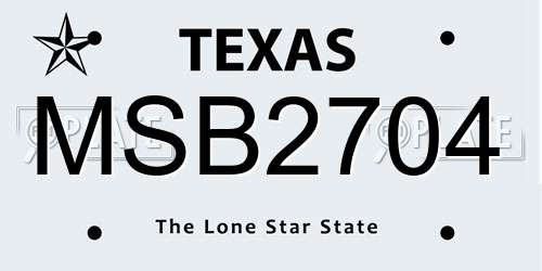 MSB2704 Texas License Plate