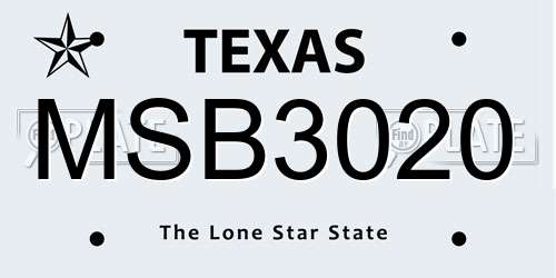 MSB3020 Texas License Plate