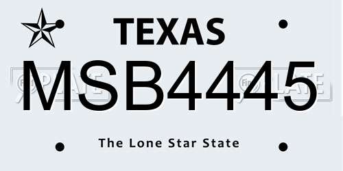 MSB4445 Texas License Plate