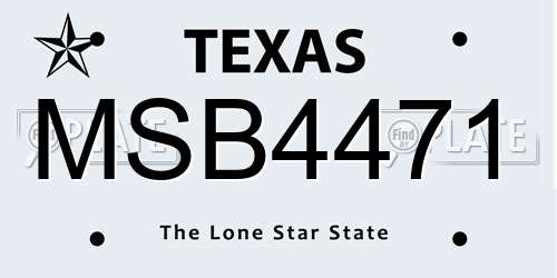 MSB4471 Texas License Plate