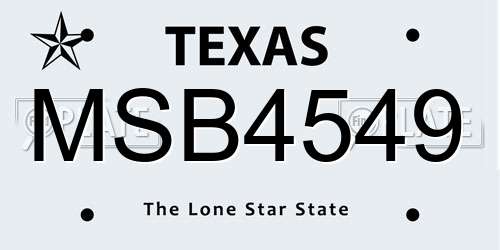MSB4549 Texas License Plate