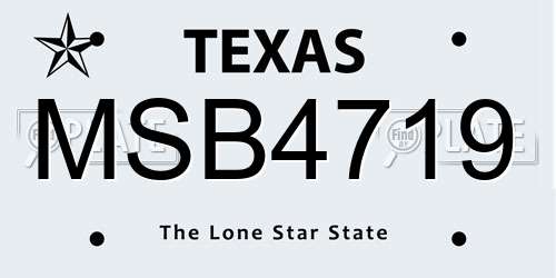 MSB4719 Texas License Plate