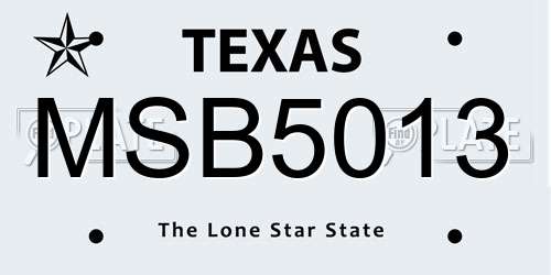 MSB5013 Texas License Plate