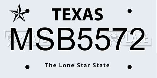 MSB5572 Texas License Plate