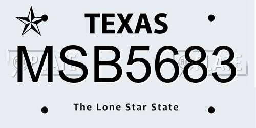 MSB5683 Texas License Plate