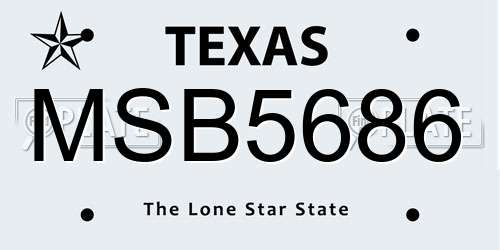 MSB5686 Texas License Plate