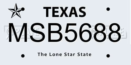 MSB5688 Texas License Plate