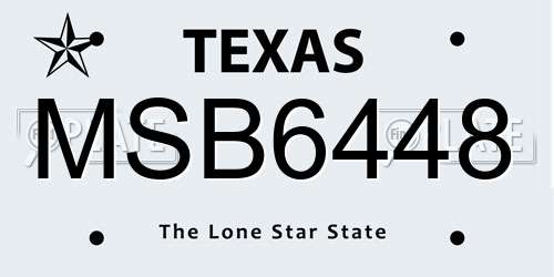 MSB6448 Texas License Plate
